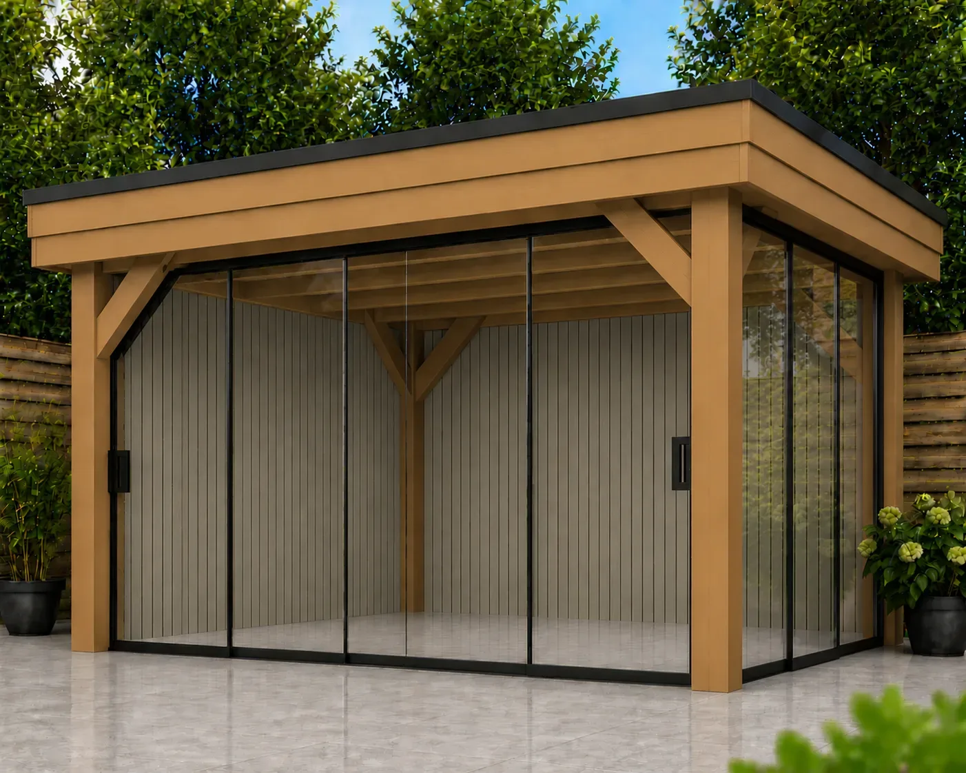 Houtkleur frame met lichte rhombus profielen